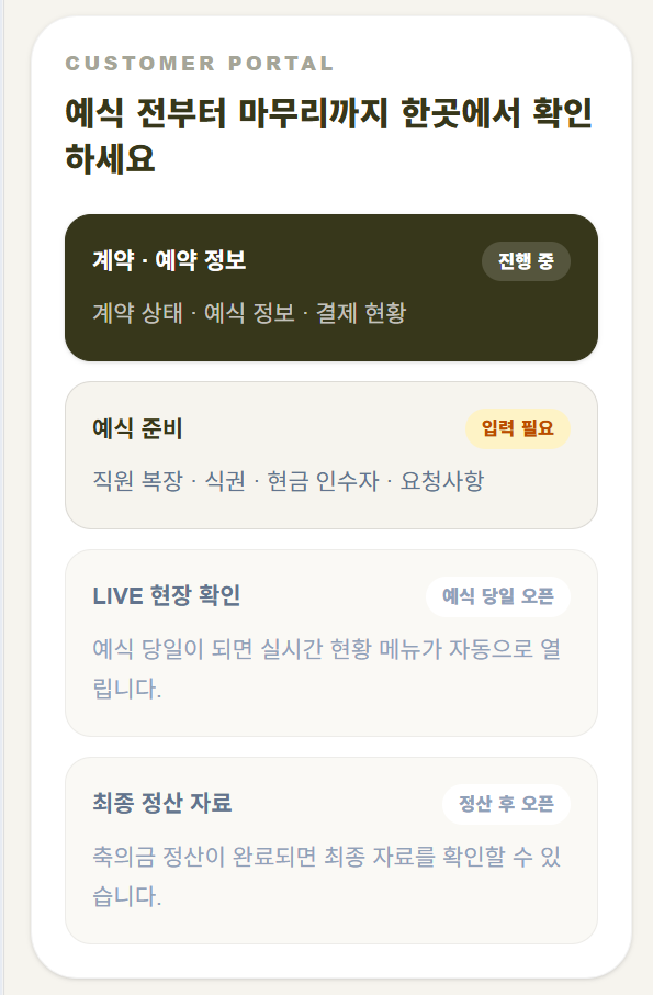모아뷰 실제 고객 전용 포털 고객 페이지